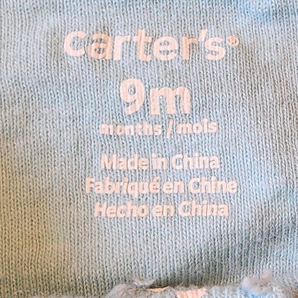 Carter's Aqua With White Polka Dots Unicorn Romper Size 9 Months - Picture 5 of 5